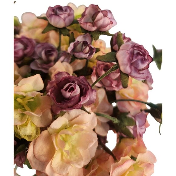 Purple Lavender Rose & Pink Geranium Faux 20-Stem Hand-Tied Bouquet - Picture 7 of 10